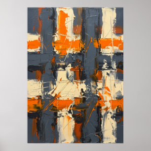 Oranje & Grijs Gestuctuurd Abstract Kunstwerk Poster