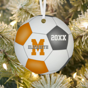 oranje grijs haar schoolteam kleuren voetbal metalen ornament