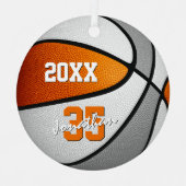 oranje grijs jongens meisjes basketbal keepsake metalen ornament (Voorkant)