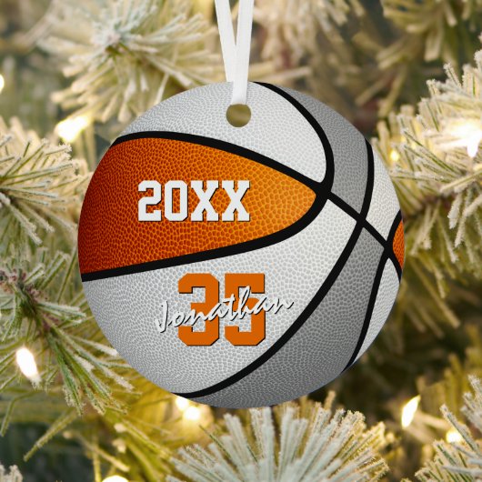oranje grijs jongens meisjes basketbal keepsake metalen ornament (Insitu)