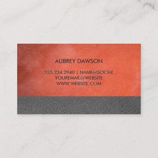 Oranje grijs leder visitekaartje (Achterkant)