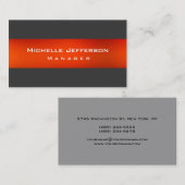 Oranje grijs modern Visitekaartje van de Manager (Voorkant / Achterkant)