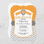 Oranje grijs Polka Dot Chevron Baby shower Kaart (Voorkant / Achterkant)