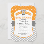 Oranje grijs Polka Dot Chevron Baby shower Kaart (Voorkant)