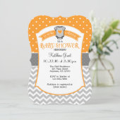 Oranje grijs Polka Dot Chevron Baby shower Kaart (Staand voorkant)