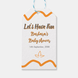 Oranje grijs retro Spaans baby shower Boho Modern Cadeaulabel