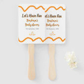 Oranje grijs retro Spaans baby shower Boho Modern Handwaaier (Voorkant en achterkant)