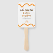 Oranje grijs retro Spaans baby shower Boho Modern Handwaaier (Achterkant)