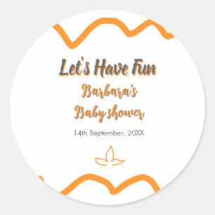 Oranje grijs retro Spaans baby shower Boho Modern Ronde Sticker