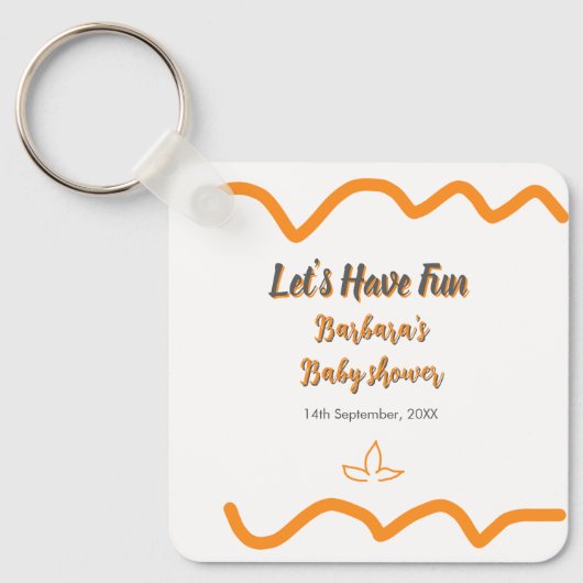 Oranje grijs retro Spaans baby shower Boho Modern Sleutelhanger (Voorkant)