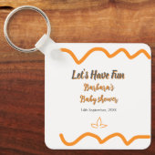 Oranje grijs retro Spaans baby shower Boho Modern Sleutelhanger (Voorkant)