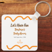 Oranje grijs retro Spaans baby shower Boho Modern Sleutelhanger (Achterkant)