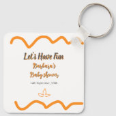 Oranje grijs retro Spaans baby shower Boho Modern Sleutelhanger (Achterkant)