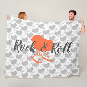Oranje grijs rotsstoelpatroon uit het midden van d fleece deken