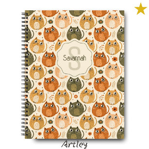Oranje Grijs Schattig Vet Katten Naam Monogram Notitieboek