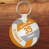 oranje grijs sportteam kleuren volleybal sleutelhanger (Voorkant)