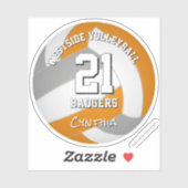oranje grijs sportteam kleuren volleybalspeler sticker (Vel)