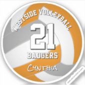 oranje grijs sportteam kleuren volleybalspeler sticker (Voorkant)