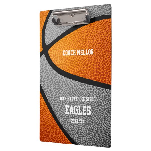 oranje grijs team kleuren basketbalcoach klembord (Links)