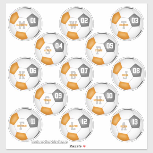 oranje grijs team kleuren individuele voetbalspele sticker (Vel)