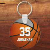 oranje grijs team kleuren jongens basketbal sleutelhanger (Achterkant)