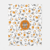 oranje grijs team kleuren jongens voetbal fleece deken (Voorkant)