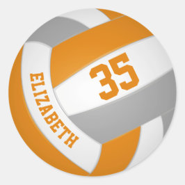 oranje grijs team kleuren jongens volleybal ronde sticker