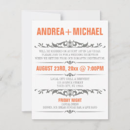 Oranje & Grijs Trouwreceptie UITNODIGINGEN Alleen