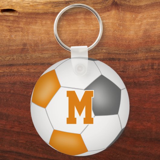 oranje grijs voetbalteam kleuren kinder sportgesch sleutelhanger (Achterkant)