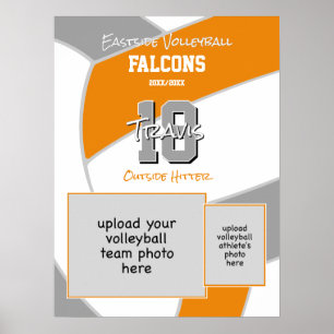 oranje grijs volleybal team kleuren herdenking poster