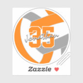 oranje grijs volleybal team kleuren sticker (Vel)