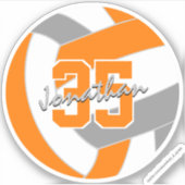 oranje grijs volleybal team kleuren sticker (Voorkant)