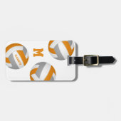 oranje grijs volleybalreisteam jongens bagagelabel (Voorkant horizontaal)
