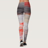 Oranje Grijs Wit Abstract Schilderen Leggings (Achterkant)