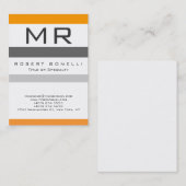 Oranje grijs wit kleurenmonogram Visitekaartje (Voorkant / Achterkant)