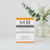 Oranje grijs wit kleurenmonogram Visitekaartje (Staand voorkant)