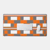 Oranje grijs witte geruite strepen bureaumat (Keyboard & Muis)