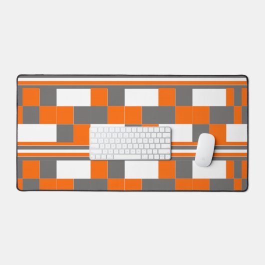Oranje grijs witte geruite strepen bureaumat (Keyboard & Muis)