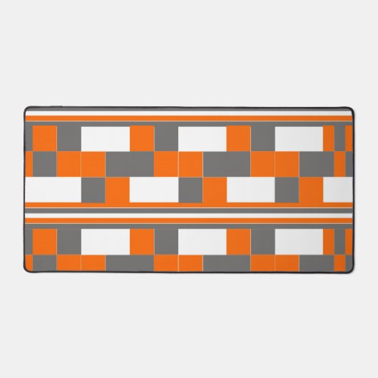 Oranje grijs witte geruite strepen bureaumat (Voorkant)