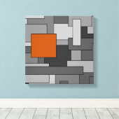 Oranje Grijze Abstracte Geometrische Kunst Canvas Afdruk (Insitu (Houten vloer))