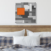Oranje Grijze Abstracte Geometrische Kunst Canvas Afdruk (Insitu (Slaapkamer))