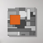 Oranje Grijze Abstracte Geometrische Kunst Canvas Afdruk (Voorkant)