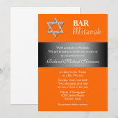Oranje grijze bar mitzvah viering kaart (Voorkant / Achterkant)