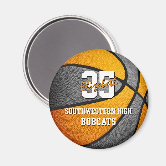 oranje grijze basketbalteamkleuren magneet (Voorkant / Achterkant)