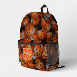 oranje grijze basketbalteamkleuren w shirt nummer bedrukte rugzak