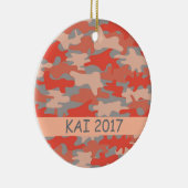 Oranje Grijze Camouflage Naam Gepersonaliseerd Keramisch Ornament (Rechts)