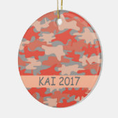 Oranje Grijze Camouflage Naam Gepersonaliseerd Keramisch Ornament (Links)
