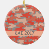 Oranje Grijze Camouflage Naam Gepersonaliseerd Keramisch Ornament (Achterkant)