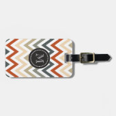 Oranje grijze Chevron Geometrische Design Kleur Bagagelabel (Voorkant horizontaal)