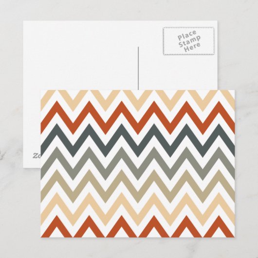 Oranje grijze Chevron Geometrische Design Kleur Briefkaart (Voorkant / Achterkant)